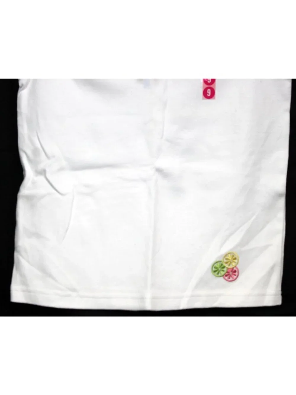 2004 Gymboree Lemony Fresh White T-Shirt sz 9 Citrus Slices Pull Laces Eyelet